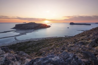 Balos beach at sunset, Crete, Greek Islands, Greece