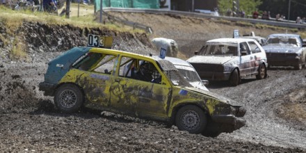 Car racing, autocross, race track of the RSG Aartal, car drifting, dirt flinging up, 7 July 2018,
