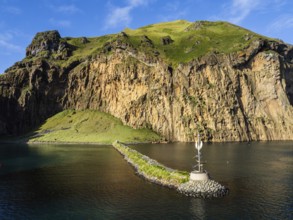 Breakwater in front of the harbour entrance, Heimaey, Westman Islands, Suðurland or South Iceland,