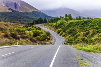 Picturesque road along the Pacific coast to Pancake Rock. West Coast of the South Island of New