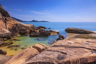 Huge stones polished smooth sea. Lamai Beach in Koh Samui, Thailand