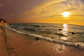 Magnificent cloudy sunset on Mediterranean sea