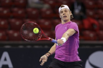 Sofia, Bulgaria - 10 November, 2020: Canada's Denis Shapovalov in action against Moldova's Radu
