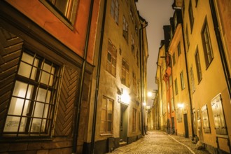 Night view of Gumla Tan Old Town. Shooting Location: Sweden, Stockholm
