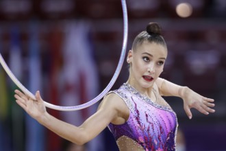 Sofia, Bulgaria - 27 March, 2021: Sabina Tashkenbaeva of Uzbekistan performs during the individual