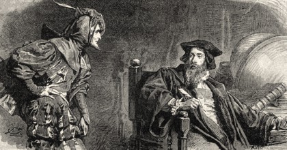 Study, Faust and Mephistopheles, first part of the tragic play Faust by Johann Wolfgang von Goethe