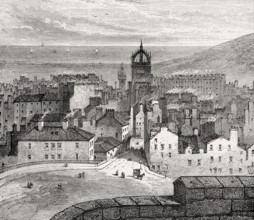 View of Edinburgh from the King's Bastion in 1825, Scotland, United Kingdom