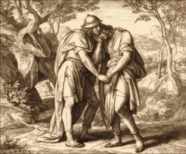 David and Jonathan, Old Testament, by Julius Schnorr von Carolsfeld