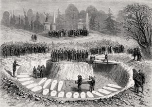 Burial of the unidentified victims after the Brooklyn Theatre fire in 1876, common grave at