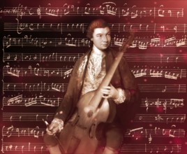 Carl Friedrich Abel, 1723? – 1787, German composer, digitally edited according to a painting by