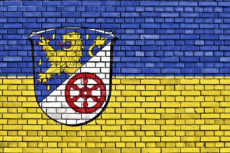 Flag of Rheingau-Taunus-Kreis painted on brick wall