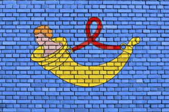 Flag of Uithoorn painted on brick wall