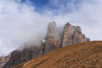 Morning mist in the Dolomites in South Tyrol, Italy