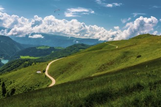 Hiking trail on Monte Baldo on Lake Garda in Italy