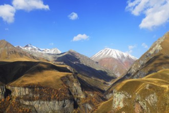 Mount Kazbek in the Greater Caucasus, Georgia, Asia