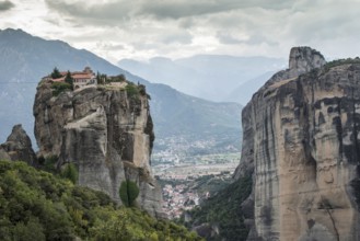 Meteora in Greece. Meteora is the monasteries on the top of the rock towers. Greece, Meteora