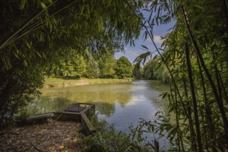 Park and gardens in a Krishna temple. Landscape of the Krisna-völgy IKKB park in Hungary
