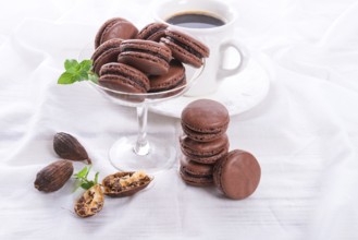 Chocolate macarons with cardamom