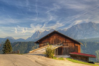 Old woodshed in the high mountains in Austria