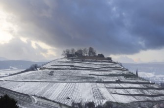 The Castle Weibertreu in Weinsberg in Winter. View from the Wartberg Heilbronn, Baden-Württemberg,