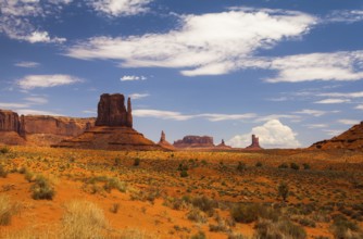 Peaks of rock formations in the Navajo Park of Monument Valley in Utah