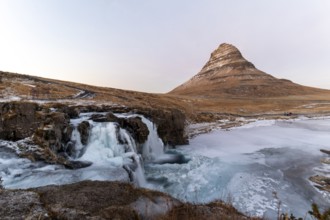 The Mountain Kirkjufell and the waterfall kirkjufellfoss, Snäfellsnes Peninsula, Europe, Iceland