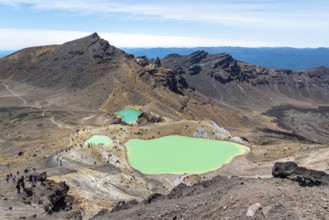 View of the Emerald Lakes at Tongariro Alpine Crossing, Northern Island of New Zealand