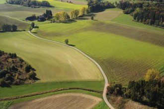 Aerial photograph, Upper Swabia cultural landscape
