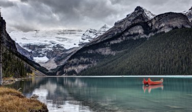 Lake Louise Alberta Red Canoe Rental serene
