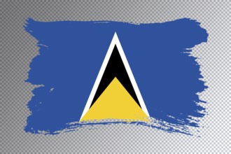 Saint Lucia flag brush stroke, national flag on transparent background