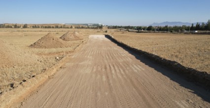 Empty highway road construction works. Transportation development. Nicosia Cyprus