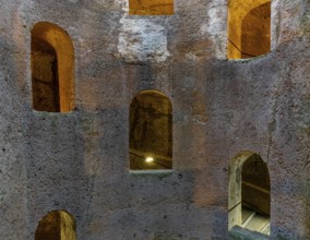 Orvieto, Italy, 18 November, 2023: detail view of the deep St. Patrick's Well in downtown Orvieto