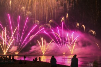 Event pyrotechnics on the pier of Forte dei Marmi Tuscany Italy