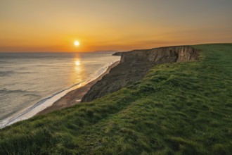 Sunset on the Channel Coast near Whale Chine on the Isle of Wight, England, UK