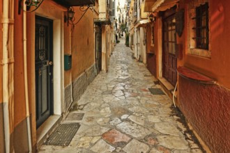 The famous alleyways (kantounia) in the old town of Corfu, Greece
