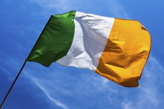 Ireland flag flashing in the sky Sligo