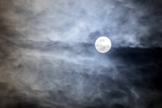 Full Moon with clouds at Night, Dramatic clouds in the moonlight