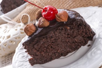 Chocolate Walnut cake with cherries