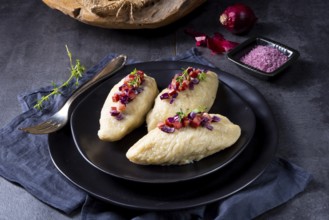 Rustic Cepelinai, a specialty Lithuanian and Polish cuisine