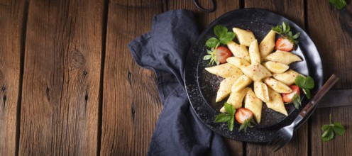Kopytka Polish potato dumplings with strawberries