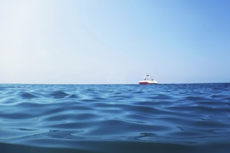 Motor Boat on Open Blue Sea