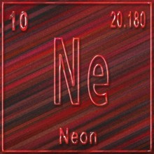 Neon chemical element, Sign with atomic number and atomic weight, Periodic Table Element