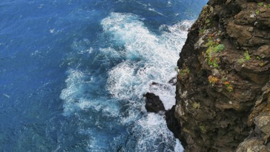 Roaring sea on the coast near Faial, Madeira