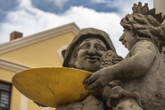 Details of the fountain on the old market square in Oschatz