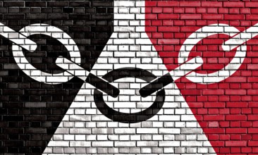 Flag of Black Country painted on brick wall