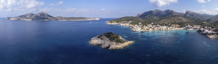 Es Pantaleu and Dragonera island, Sant Elm, andratx coast, Majorca, Balearic Islands, Spain