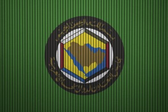 Gulf Cooperation Council Flag painted on the cracked grunge concrete wall