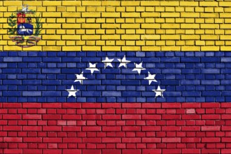 Flag of Venezuela state painted on brick wall