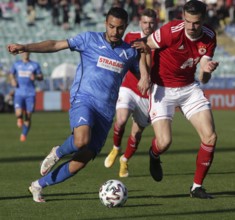Sofia, Bulgaria: 25 April, 2021: Menno Koch (R) of CSKA Sofia in action against Faycal Rherras of