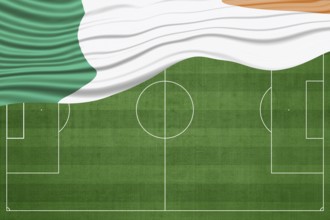 Ireland Flag on Football Field, National Soccer